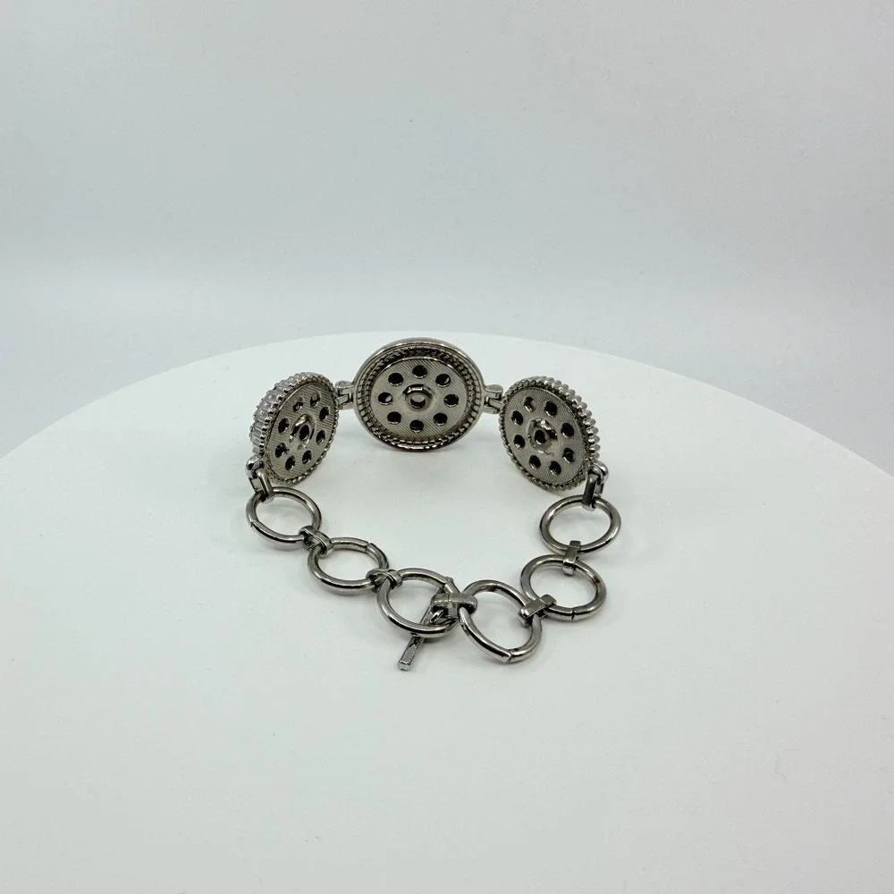 Silver Tone Red White Rhinestone Collegiate Fan‎ Bracelet Ohio Sports Team Boho